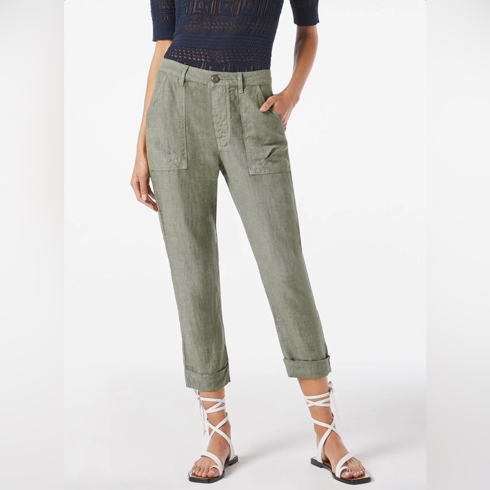 FRAME Le Beau Linen Pant in Military